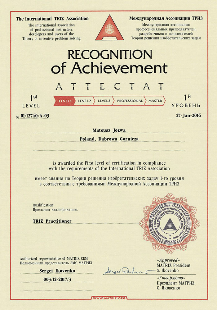 MATRIZ Certificate